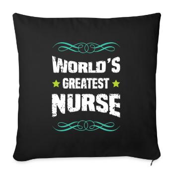 Worlds Greatest Nurse  - Sofakissenbezug 45 x 45 cm - Schwarz - Vorne