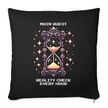 Quête principale : Rappel à la réalité toutes les heures | Rêve lucide - Housse de coussin décorative 45 x 45 cm - noir - Devant