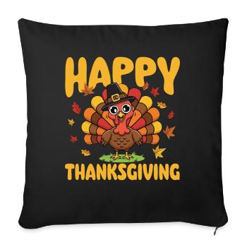 Happy Thanksgiving Autumn Harvest Blend - Sofa pillowcase 17,3'' x 17,3'' (45 x 45 cm) - black - Front