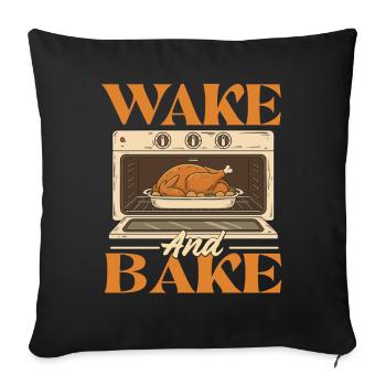Wake And Bake Drôle Style d’automne de Thanksgiving - Housse de coussin décorative 45 x 45 cm - noir - Devant