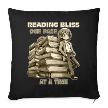 BOOKS READING BLISS ONE PAGE AT A TIME - Sofa pillowcase 17,3'' x 17,3'' (45 x 45 cm) - black - Front