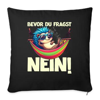 Avant de demander No Hedgehog Mauvaise humeur - Housse de coussin décorative 45 x 45 cm - noir - Devant