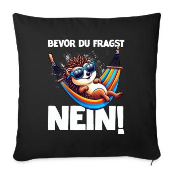 Avant de demander No Hedgehog Mauvaise humeur - Housse de coussin décorative 45 x 45 cm - noir - Devant