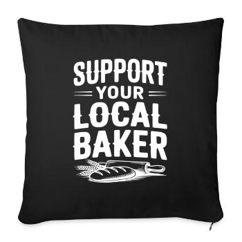 Soutenez votre boulanger local - Housse de coussin décorative 45 x 45 cm - noir - Devant