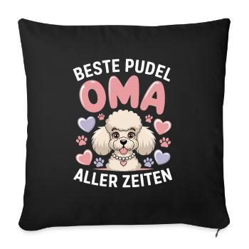 Meilleure grand-mère caniche de tous les temps avec cœur et pattes - Housse de coussin décorative 45 x 45 cm - noir - Devant