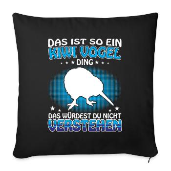 Est un kiwi Ding New Zealand Kiwi Bird - Housse de coussin décorative 45 x 45 cm - noir - Devant