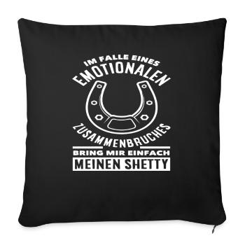 Cheval Fille Équitation Poney Fans Cavalier Shetty Poney - Housse de coussin décorative 45 x 45 cm - noir - Devant