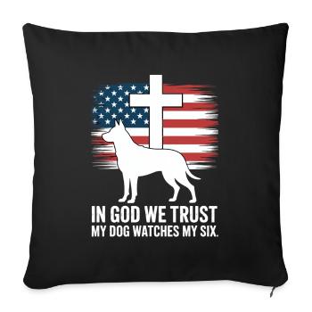 En Dieu, nous avons confiance que mon chien veille à mes six croix - Housse de coussin décorative 45 x 45 cm - noir - Devant