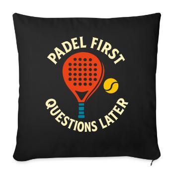 Padel d’abord questions Fun Sport - Housse de coussin décorative 45 x 45 cm - noir - Devant