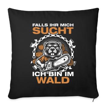 Forêt Fabrication Bois Tronçonneuse Bûcheron Forestier - Housse de coussin décorative 45 x 45 cm - noir - Devant