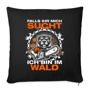 Forêt Fabrication Bois Tronçonneuse Bûcheron Forestier - Housse de coussin décorative 45 x 45 cm - noir - Devant