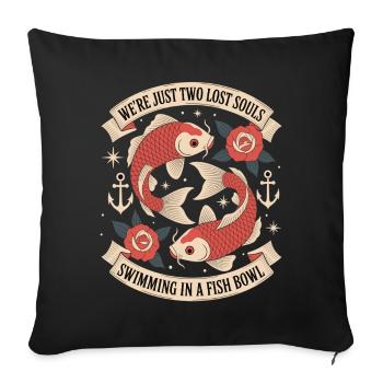 Two Lost Souls – Koi Fish Tattoo Style - Sofa pillowcase 17,3'' x 17,3'' (45 x 45 cm) - black - Front