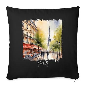 Paris Watercolor, I Love Paris - Sofa pillowcase 17,3'' x 17,3'' (45 x 45 cm) - black - Front