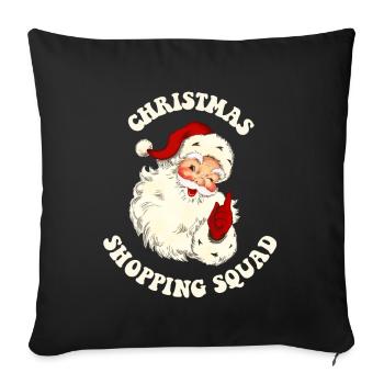 Escouade de magasinage de Noël - Housse de coussin décorative 45 x 45 cm - noir - Devant