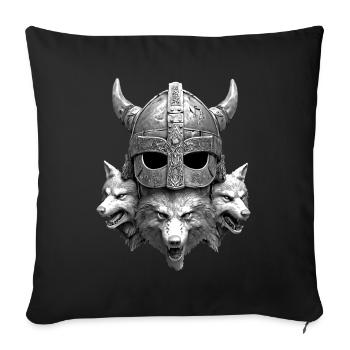 Viking Helmet Wolf - Sofa pillowcase 17,3'' x 17,3'' (45 x 45 cm) - black - Front