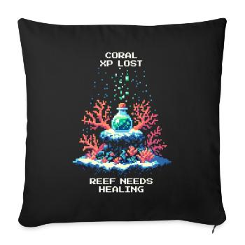 Lost Coral XP | Coral Reef, Marine Conservation - Sofa pillowcase 17,3'' x 17,3'' (45 x 45 cm) - black - Front