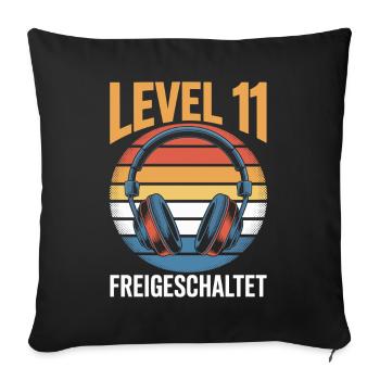 Level 11 Birthday Unlocked - Sofa pillowcase 17,3'' x 17,3'' (45 x 45 cm) - black - Front