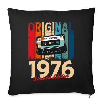 Cassette 50ème Anniversaire Novembre Millésime 1976 - Housse de coussin décorative 45 x 45 cm - noir - Devant