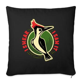 Pic ivoire ornithologue Je jure que je l’ai vu - Housse de coussin décorative 45 x 45 cm - noir - Devant