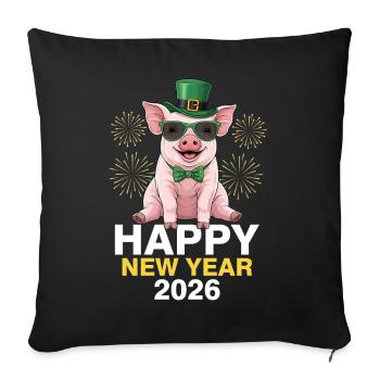 Bonne Année 2026 - Housse de coussin décorative 45 x 45 cm - noir - Devant