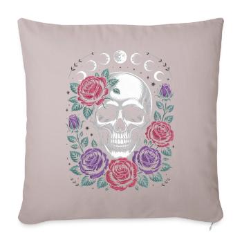Gothic Skull with Moon Phases and Roses Design - Sofa pillowcase 17,3'' x 17,3'' (45 x 45 cm) - light taupe - Front