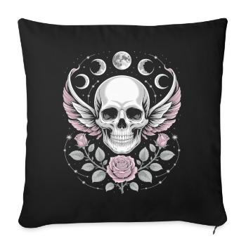 Gothic Skull with Moon Phases and Roses Design - Sofa pillowcase 17,3'' x 17,3'' (45 x 45 cm) - black - Front
