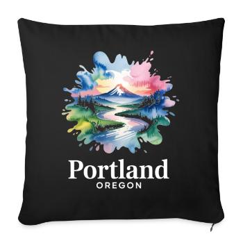 Portland, Oregon, Paysage naturel coloré - Housse de coussin décorative 45 x 45 cm - noir - Devant