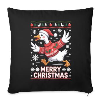 Weihnachtsgans im Pullover - Sofakissenbezug 45 x 45 cm - Schwarz - Vorne