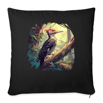 Spechte Specht - Sofakissenbezug 45 x 45 cm - Schwarz - Vorne