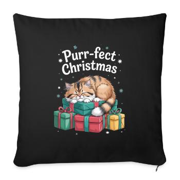 Purr-fect Christmas Sleeping Cat Christmas - Sofa pillowcase 17,3'' x 17,3'' (45 x 45 cm) - black - Front