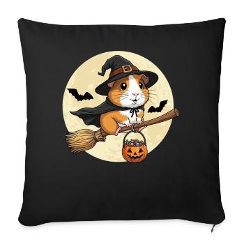 mignon cochon d’Inde sorcière Halloween - Housse de coussin décorative 45 x 45 cm - noir - Devant