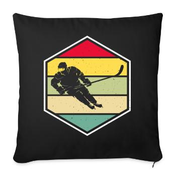 Hockey sur glace Hockey Hockey Joueur de hockey - Housse de coussin décorative 45 x 45 cm - noir - Devant