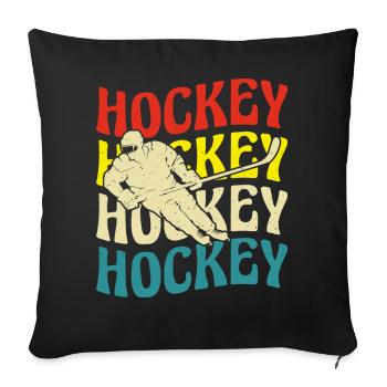 Hockey sur glace Hockey Hockey Joueur de hockey - Housse de coussin décorative 45 x 45 cm - noir - Devant