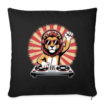 Lion DJ with headphones - Sofa pillowcase 17,3'' x 17,3'' (45 x 45 cm) - black - Front