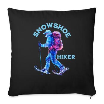 Randonneur en raquettes – Aventure en raquettes - Housse de coussin décorative 45 x 45 cm - noir - Devant