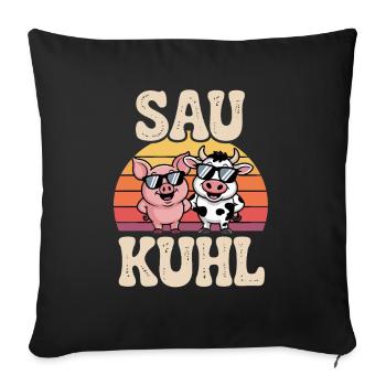 Semer Cool Cochon Et Vache Rétro - Housse de coussin décorative 45 x 45 cm - noir - Devant