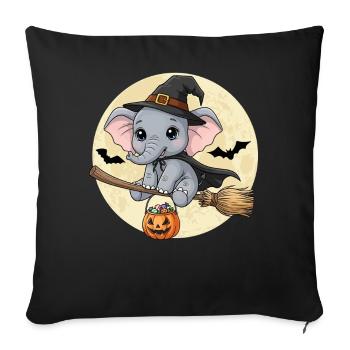 Cute Elephant Witch Halloween - Sofa pillowcase 17,3'' x 17,3'' (45 x 45 cm) - black - Front