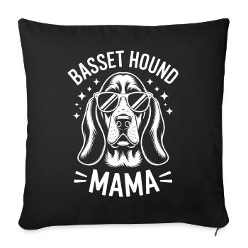 Basset Hound Saying Mom Fun Basset Hound Gift - Sofa pillowcase 17,3'' x 17,3'' (45 x 45 cm) - black - Front