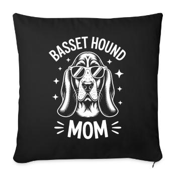Basset Hound Saying Mom Fun Basset Hound Gift - Sofa pillowcase 17,3'' x 17,3'' (45 x 45 cm) - black - Front