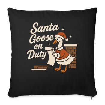 Père Noël Oie En Devoir Drôle Noël Famille - Housse de coussin décorative 45 x 45 cm - noir - Devant