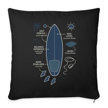 Surfboard Blueprint - Sofa pillowcase 17,3'' x 17,3'' (45 x 45 cm) - black - Front
