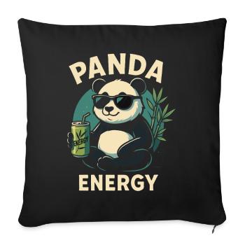 Énergie Panda - Conception Funny Chill Panda - Housse de coussin décorative 45 x 45 cm - noir - Devant