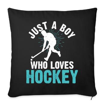 Hockey Hockey sur glace Cadeau pour joueur de hockey sur glace - Housse de coussin décorative 45 x 45 cm - noir - Devant