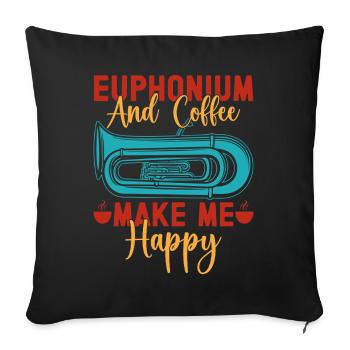 Le café à l’euphonium me rend heureux Marche de baryton - Housse de coussin décorative 45 x 45 cm - noir - Devant