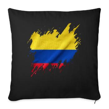 Drapeau de la Colombie, style déchiré - Housse de coussin décorative 45 x 45 cm - noir - Devant