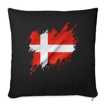 Drapeau du Danemark, style déchiré - Housse de coussin décorative 45 x 45 cm - noir - Devant