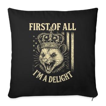 Royal Lion Head Crown I'm a Delight - Sofa pillowcase 17,3'' x 17,3'' (45 x 45 cm) - black - Front