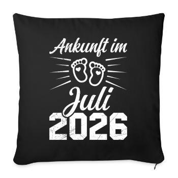 Femme enceinte ARRIVÉE EN JUILLET 2026 Drôle - Housse de coussin décorative 45 x 45 cm - noir - Devant