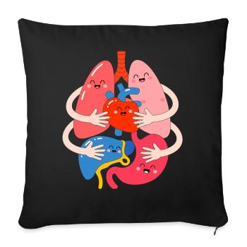 Câlin de l’équipe HerzLunge - Housse de coussin décorative 45 x 45 cm - noir - Devant