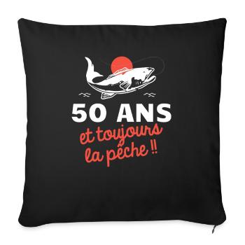 50 years and still fishing humor anniversary - Sofa pillowcase 17,3'' x 17,3'' (45 x 45 cm) - black - Front